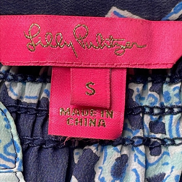 Lily Pulitzer Elsa 100% Silk Blue & Pink Tunic Blouse . - Picture 7 of 8